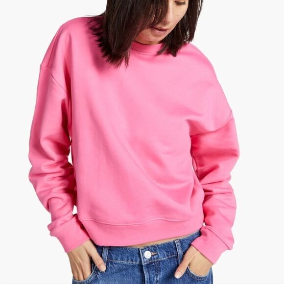 Frame Denim Oversized Crew Hot Pink Long Sleeve Sweatshirt - Picture 2 of 16